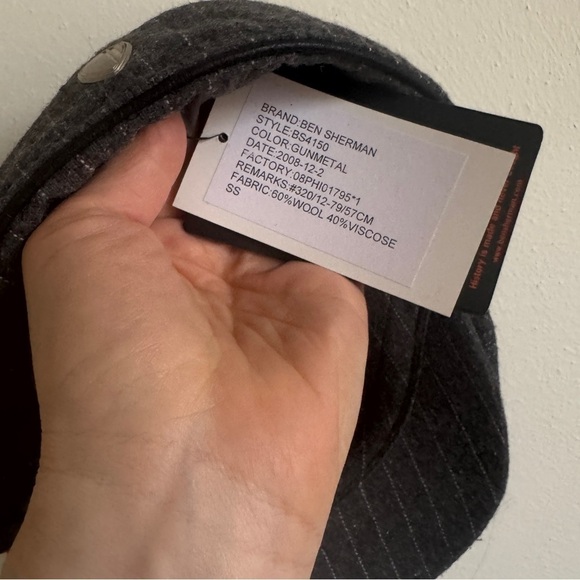 NEW Men’s Ben Sherman Wool Blend Driver Gatsby Cap Gray Pinstripe S/M - Picture 3 of 5